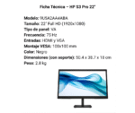 Monitor HP TAMAÑO 21.5" RESOLUCION: FULL HD 1920 x 1080. PUERTOS: HDMI - VGA Altura ajustable - Imagen 3